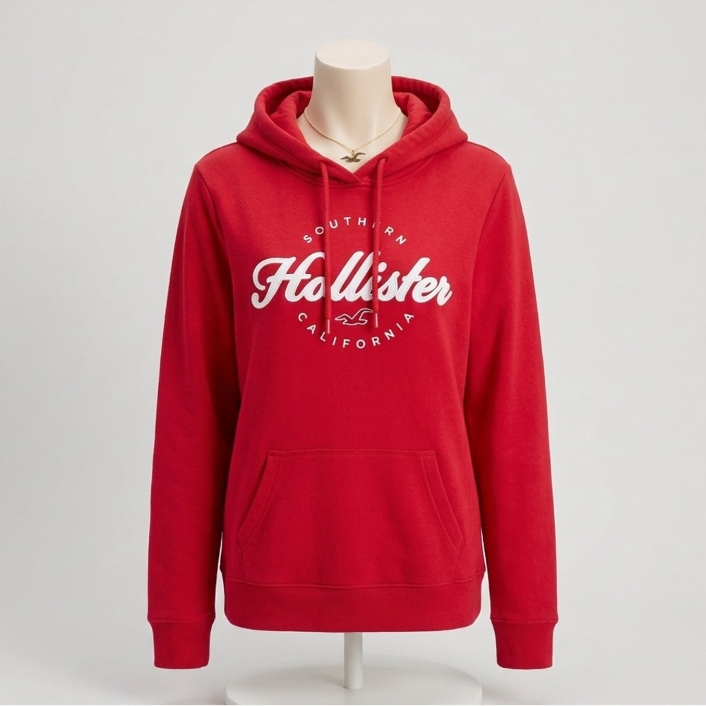 Hollister Bright Red Logo Hoodie